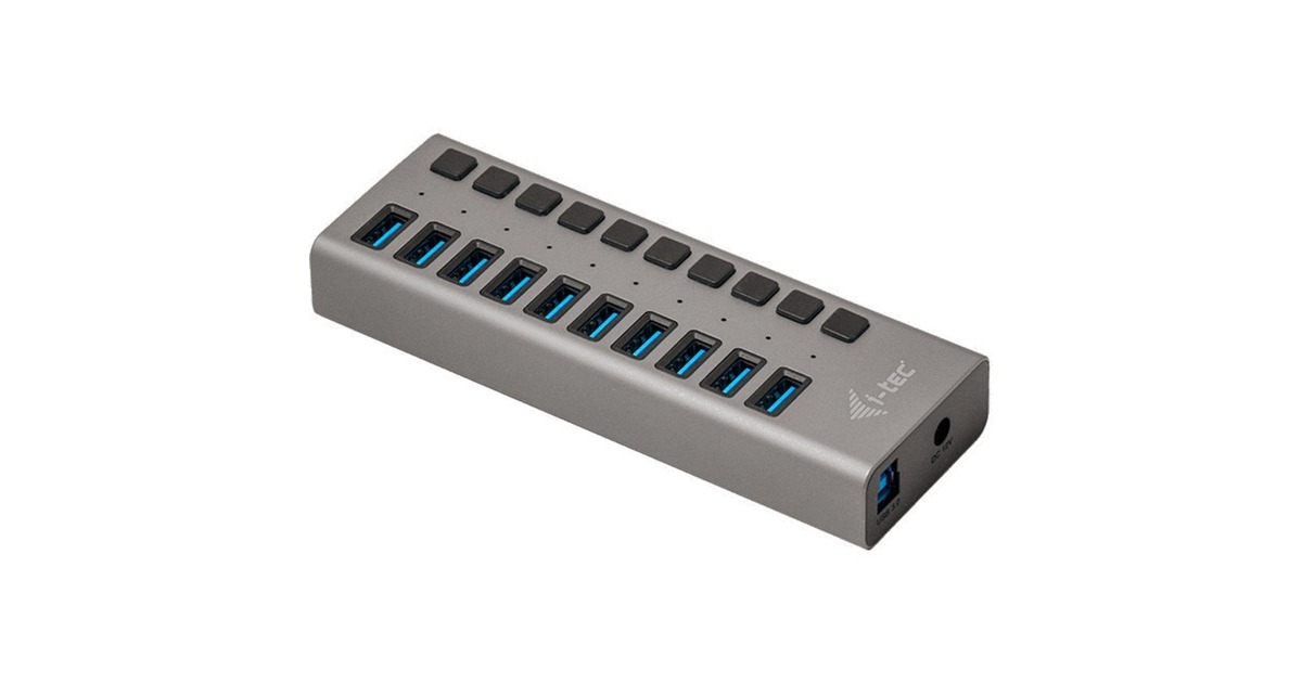 i-tecUSB 3.0 Charging HUB 10 port + Power Adapter usb-hub  (Zwart)