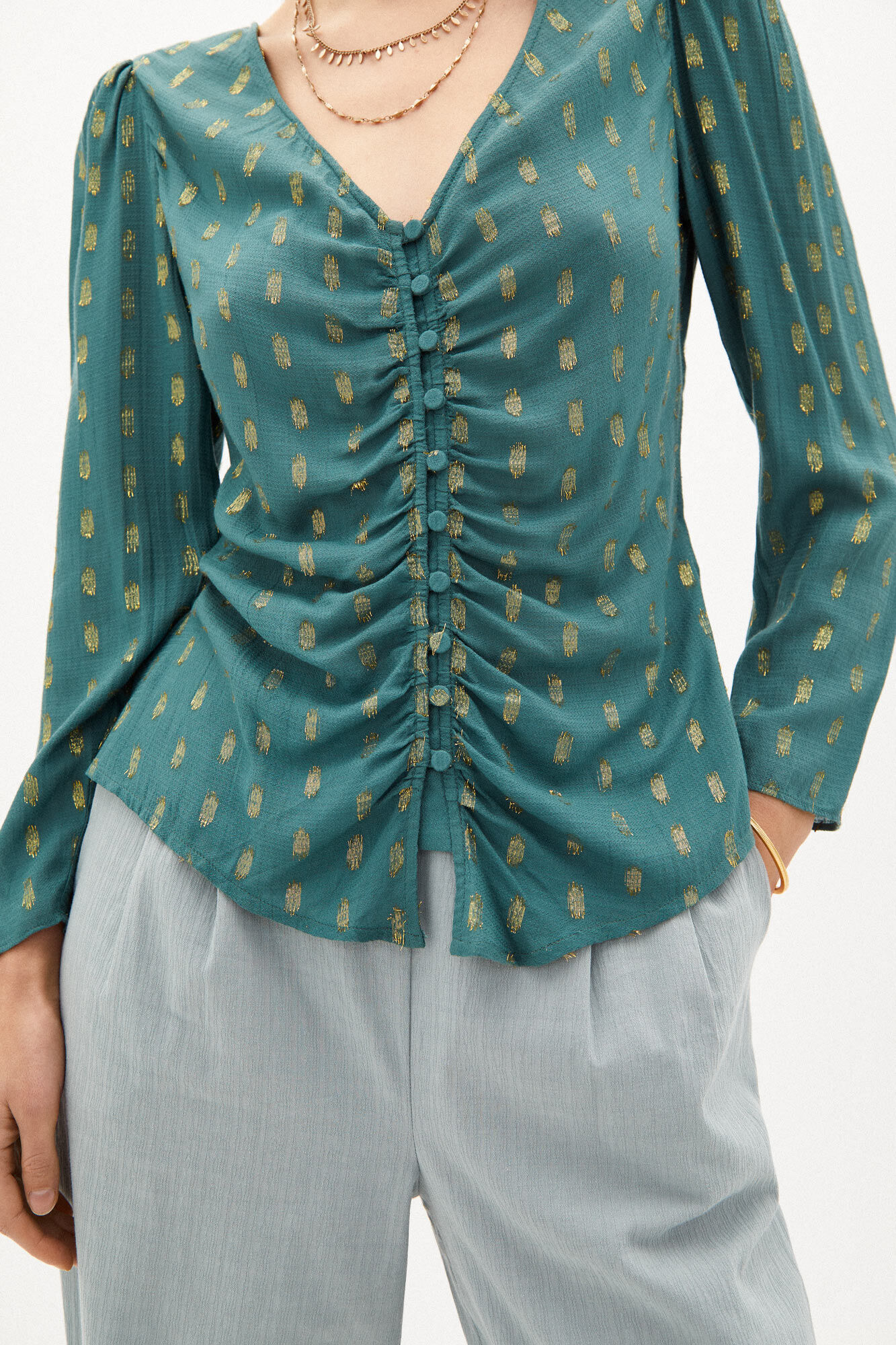 Blusa Aroa com lurex - Verde