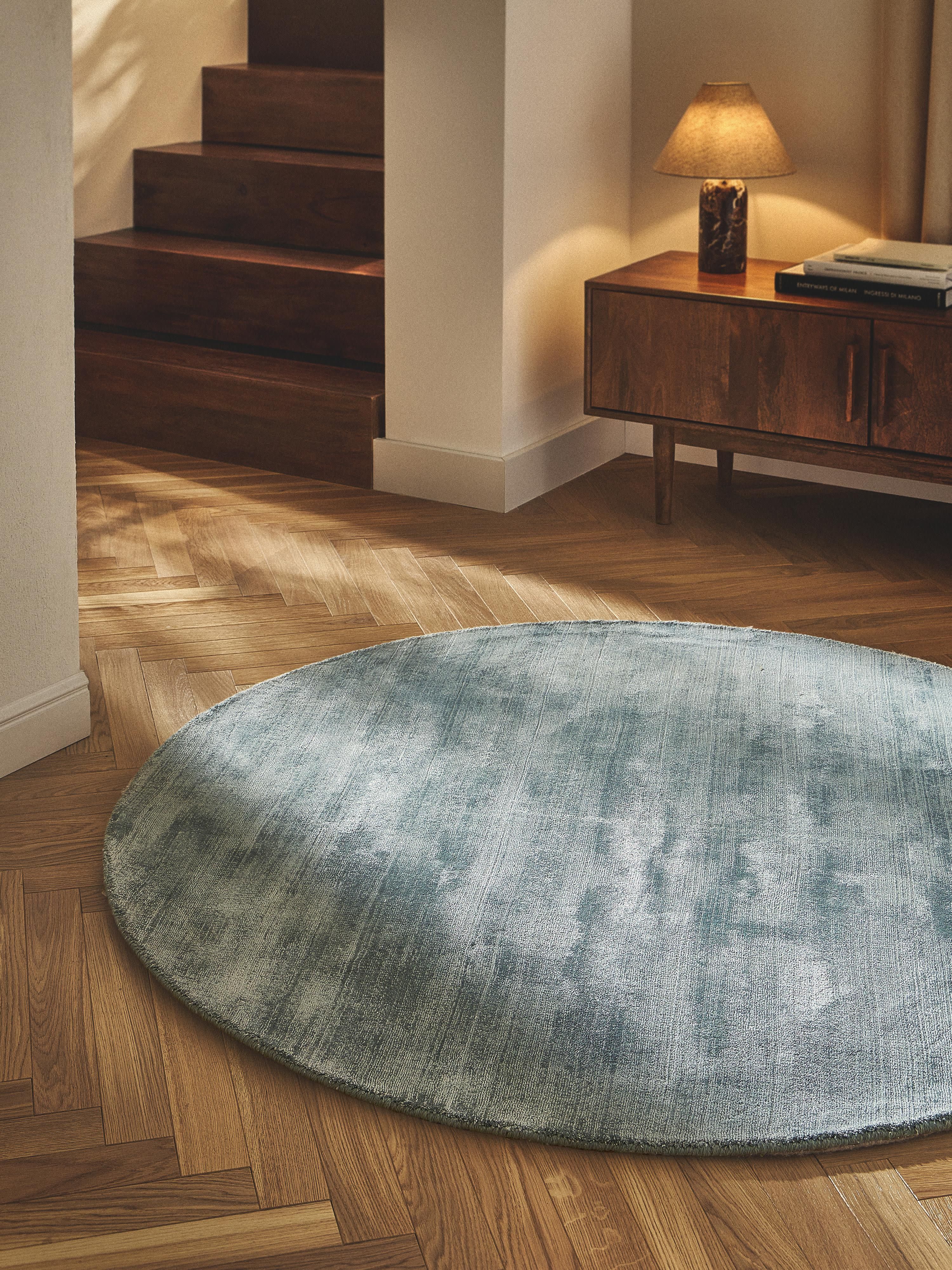 Rond viscose vloerkleed Jane, handgeweven