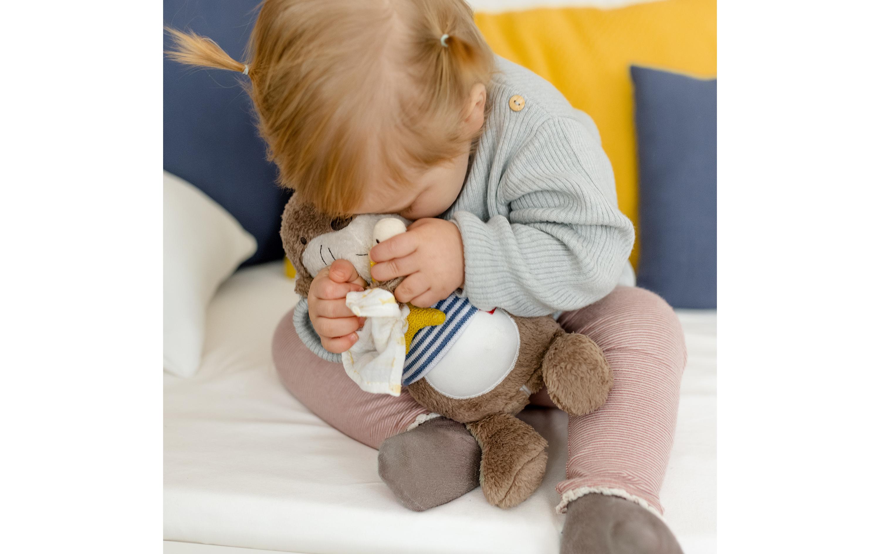 Nachtlicht OtterSchlummerlicht, Einschlafhilfe und Kuscheltier mit Glow-in-the-dark Bestickung