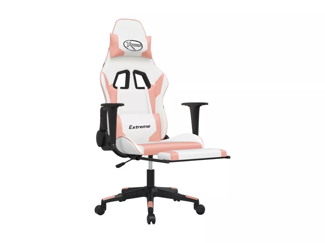 Chaise de jeu de massage avec repose-pied Blanc rose Similicuir