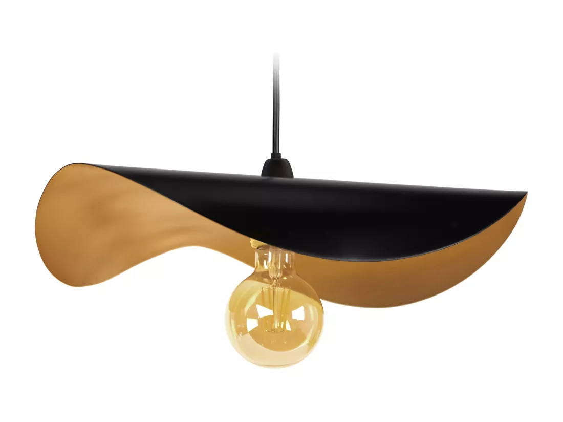 Suspension chapeau de dame métal noir,or 80 cm.