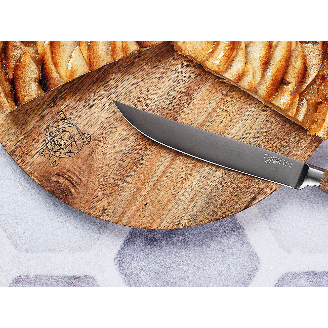Bjorn Planche à découper en bois d'acacia Stine bois vernis - 35x26x1 cm