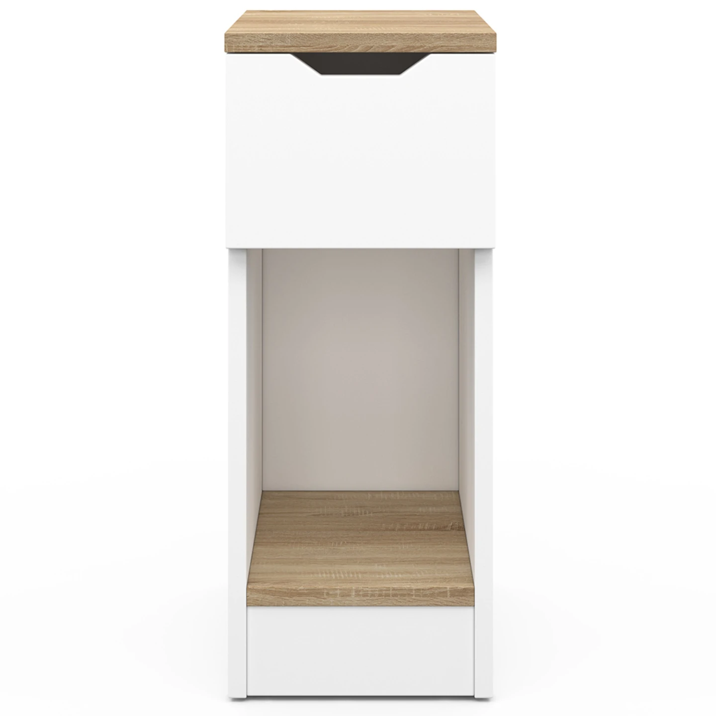 Lot de 2 tables de chevet ANOUK 1 tiroir avec niche blanc et bois