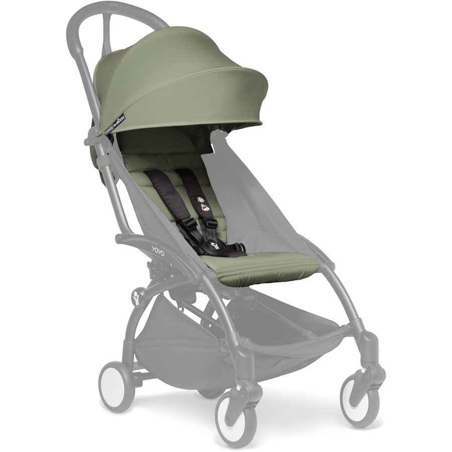 BABYZEN Kinderwagen YOYO2 0+ Black mit Neugeborenenaufsatz Gratis Textilset Olive