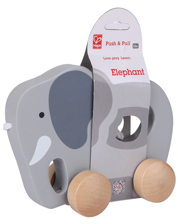 Nachzieh-Elefant in grau aus Holz