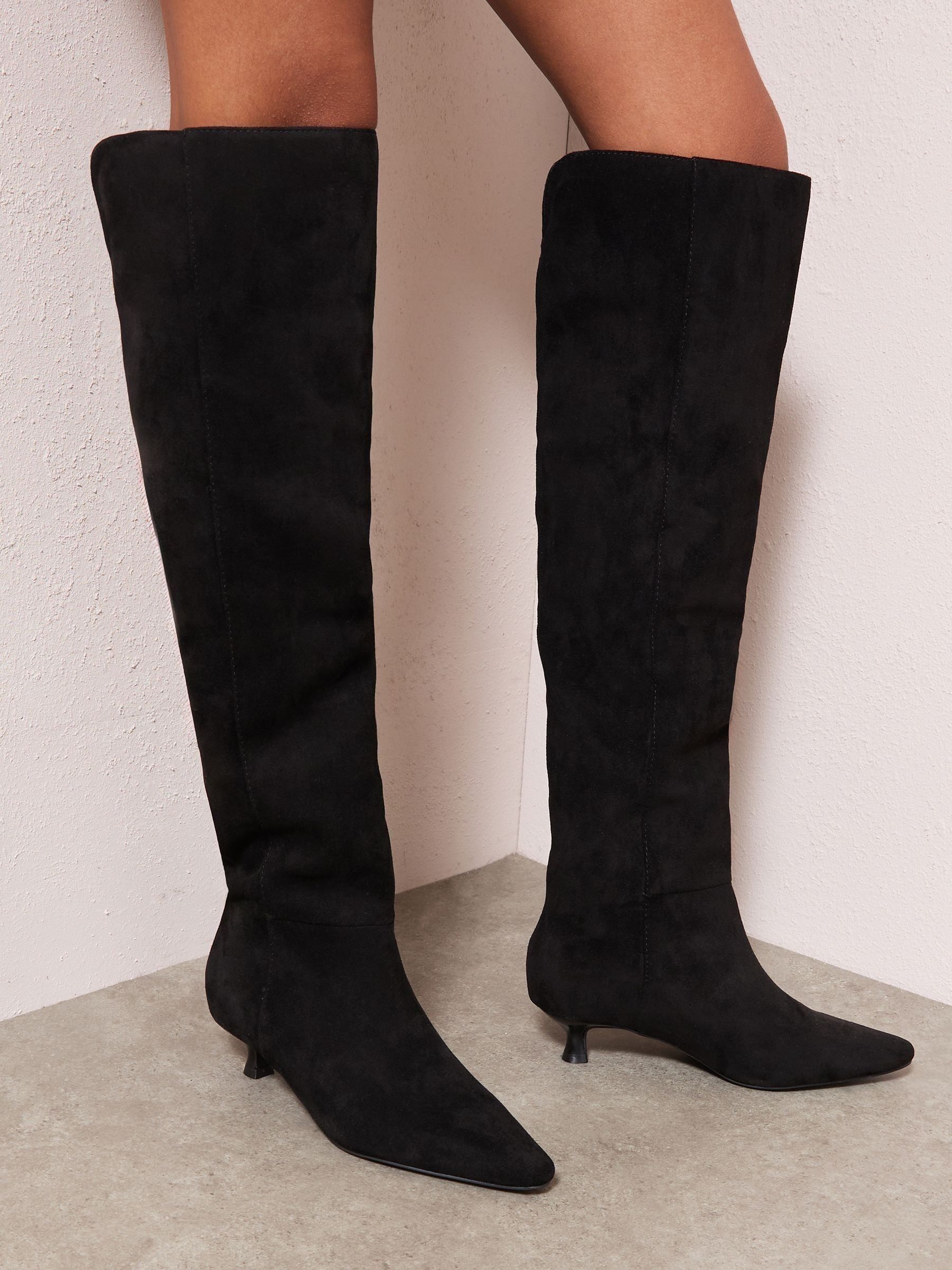 Friends Like These Faux Suede Kitten Heel Formal Over The Knee Long Boots