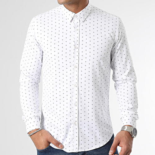 Chemise Manches Longues Imprimée Slim Fit 2697 Blanc
