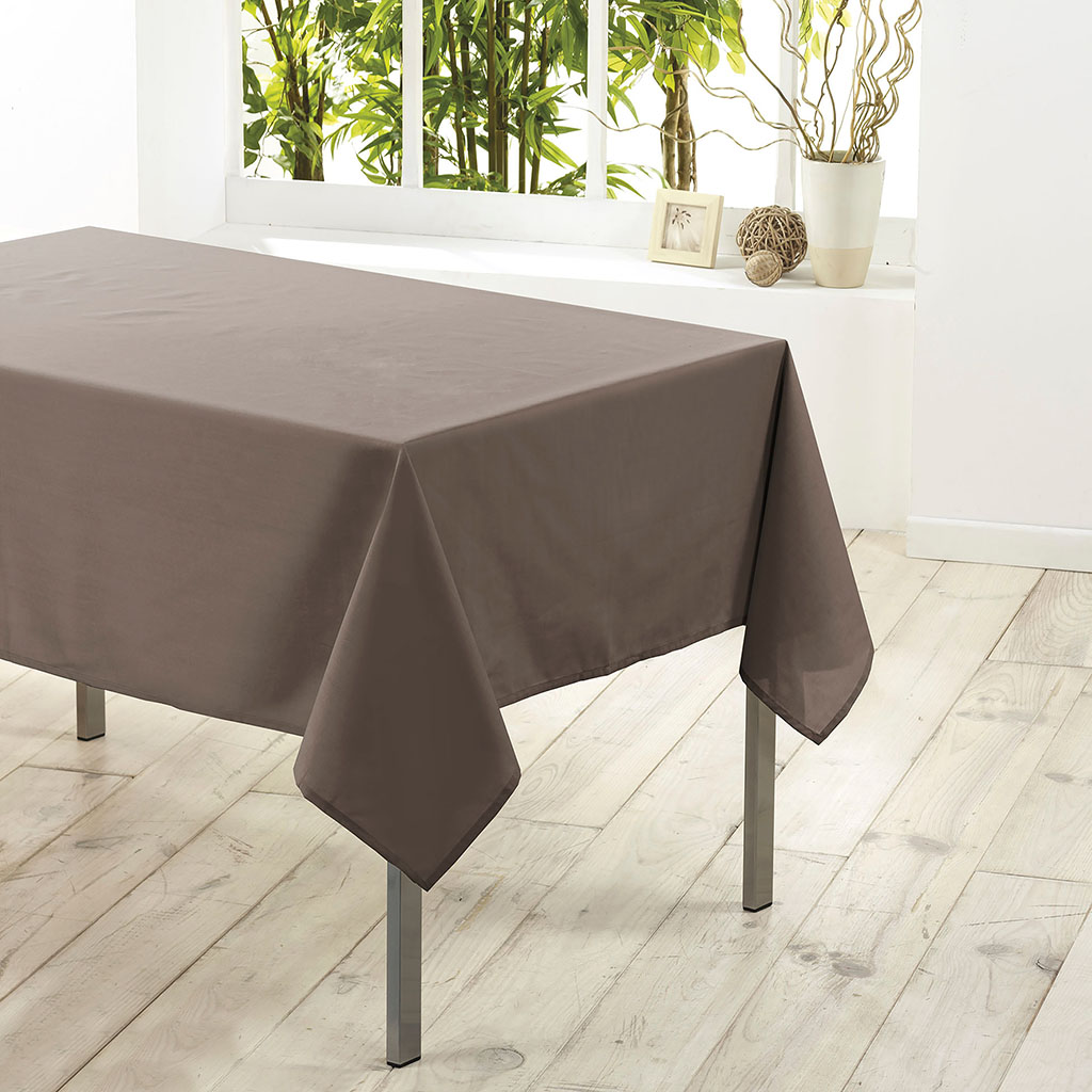 Nappe rectangulaire anti-taches ESSENTIEL taupe 140x250cm