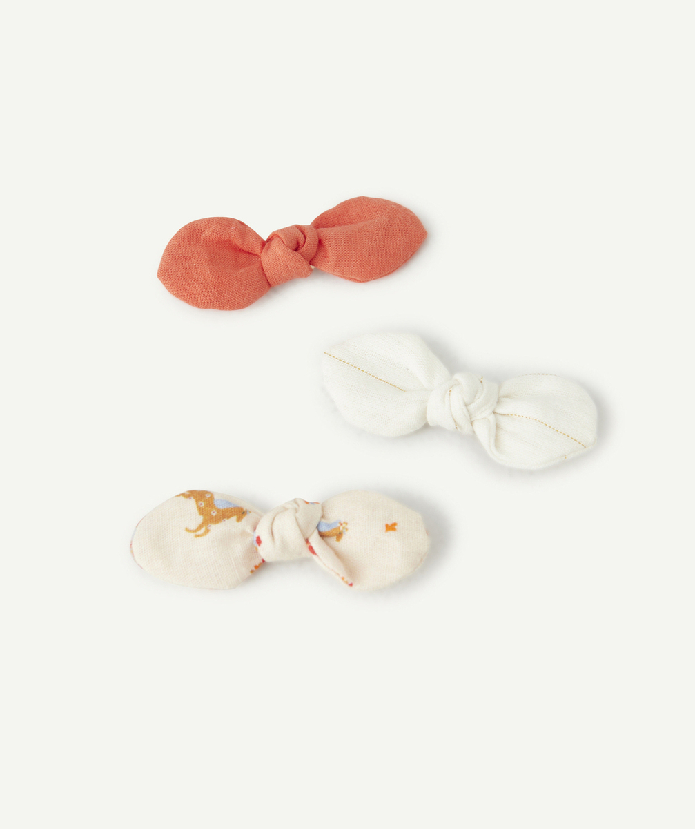 LOT DE 3 BARRETTES FILLE ROUGE BLANCHE ET IMPRIMÉE