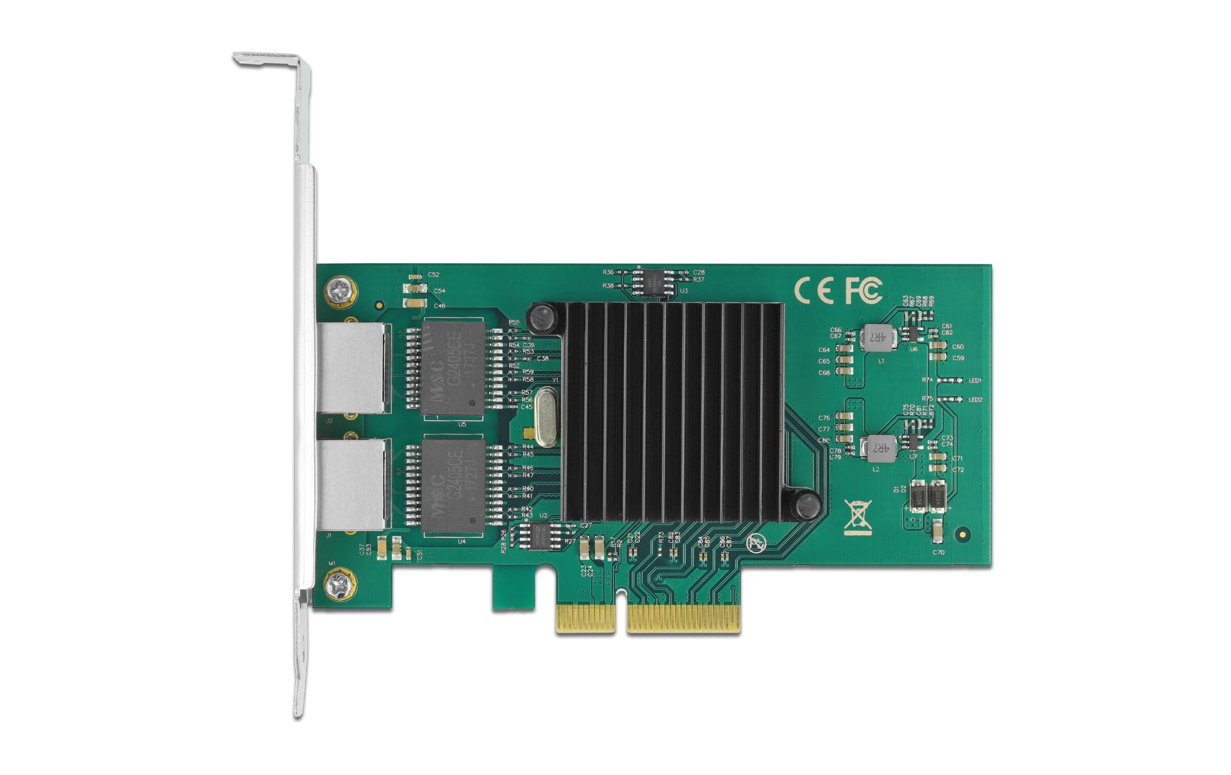 Netzwerkkarte 2x 1Gbps, i82576 PCI-Express x4Delock PCI Express x4 Karte 2x RJ45 Gigabit LAN i82576