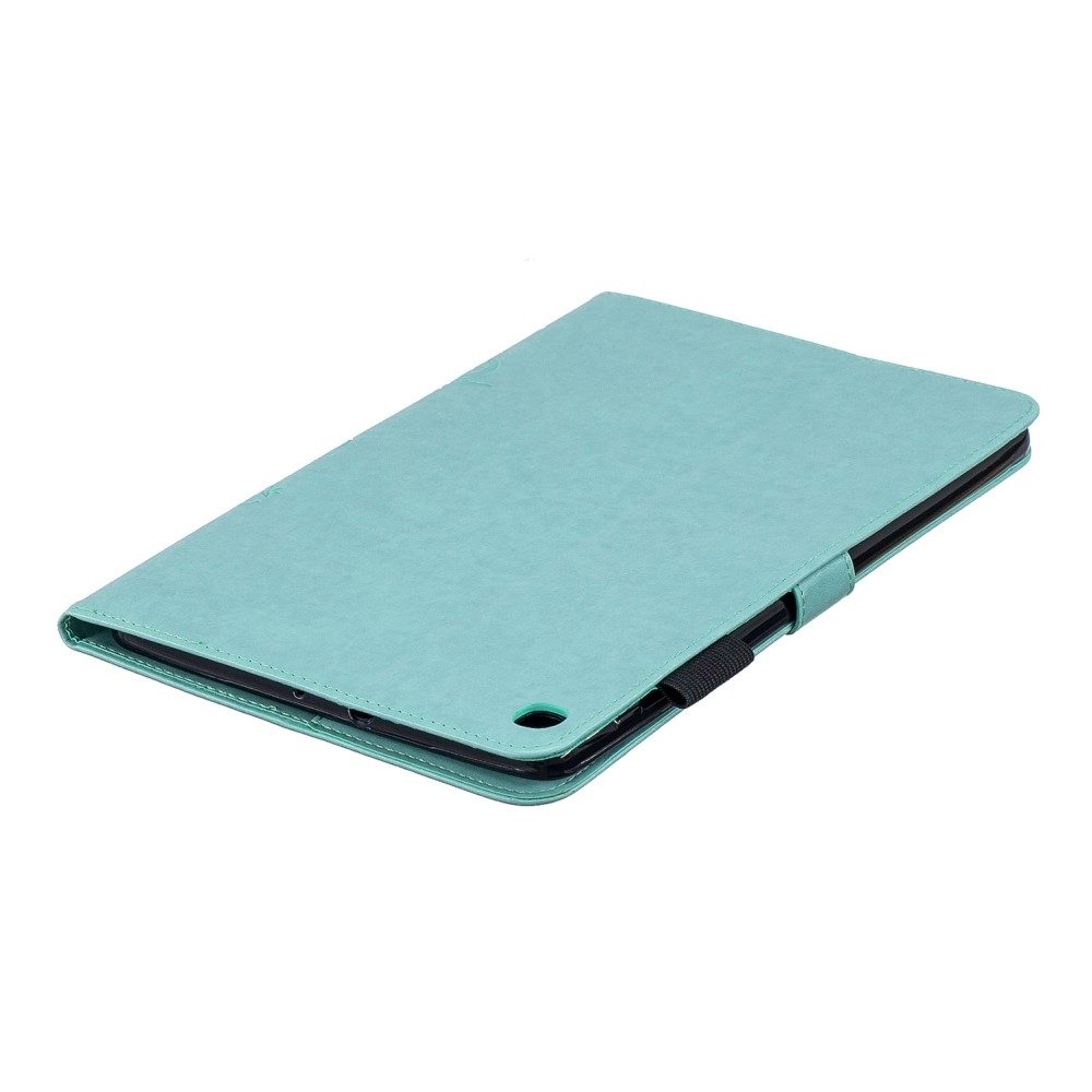 Samsung Galaxy Tab A 10.1 (2019) Leder Tasche Flip Cover Schmetterlinge und Blumen - Türkis