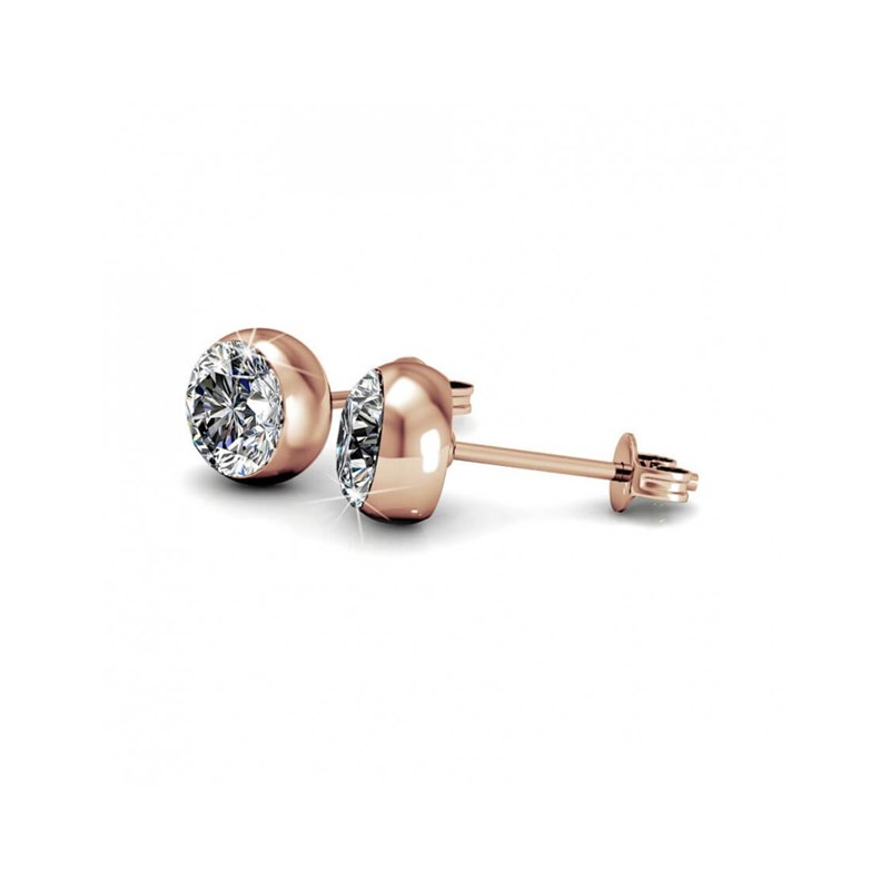 Boucles d'oreilles Moon - Or Rosé et Cristal