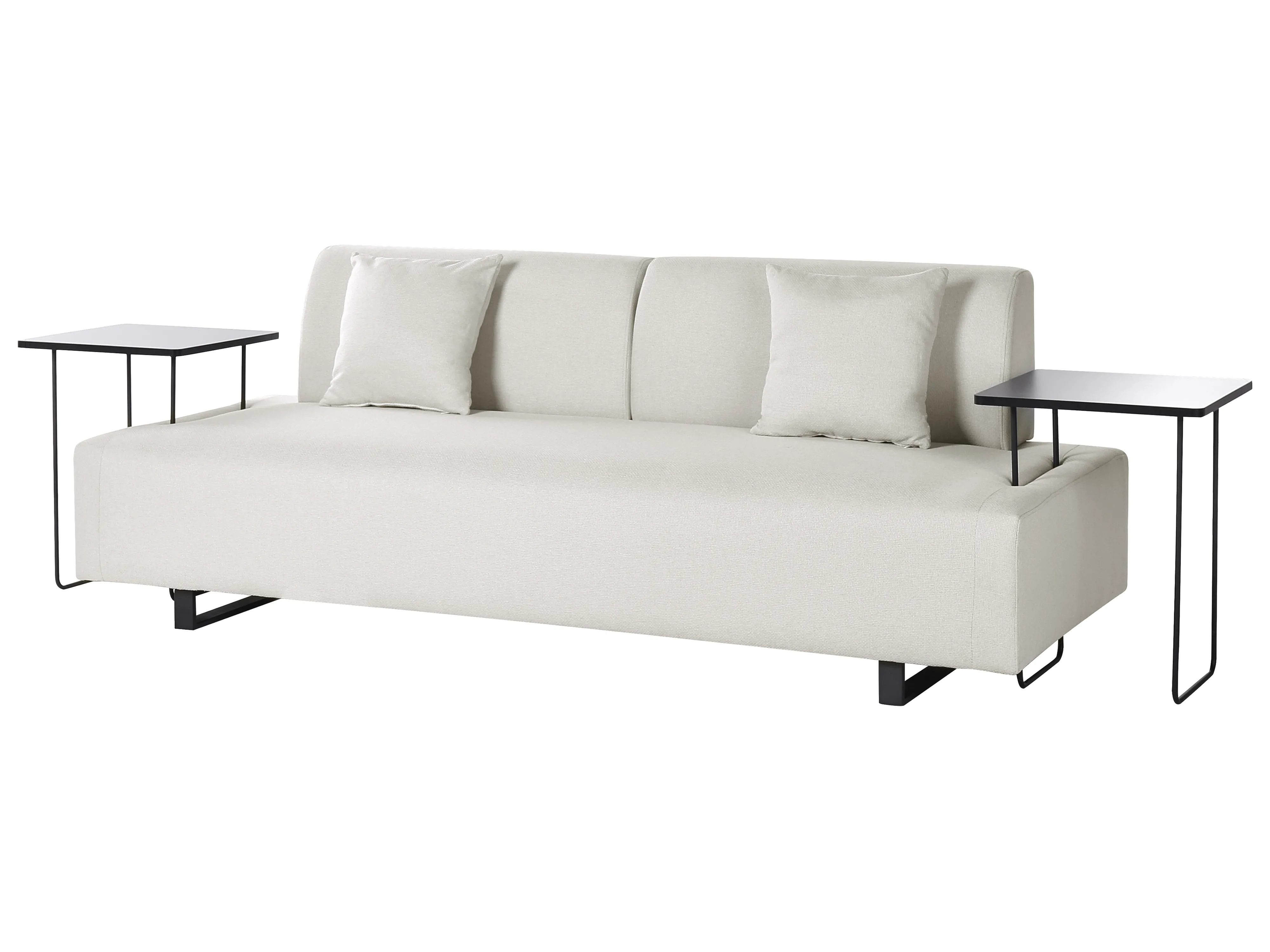 Bank 3-zits SOKNA Stof Lichtbeige met tafels