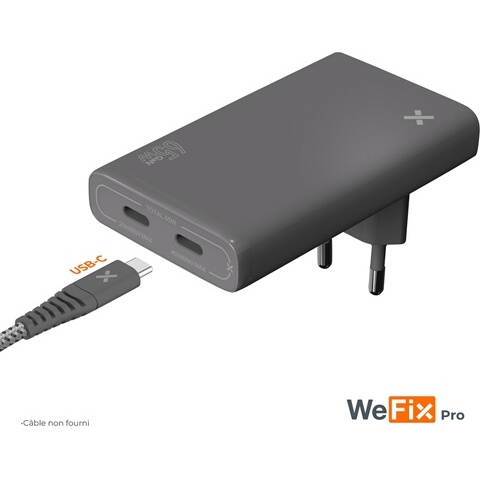 Chargeur pour téléphone mobile Wefix Pro de voyage secteur 65 W Plat Gris