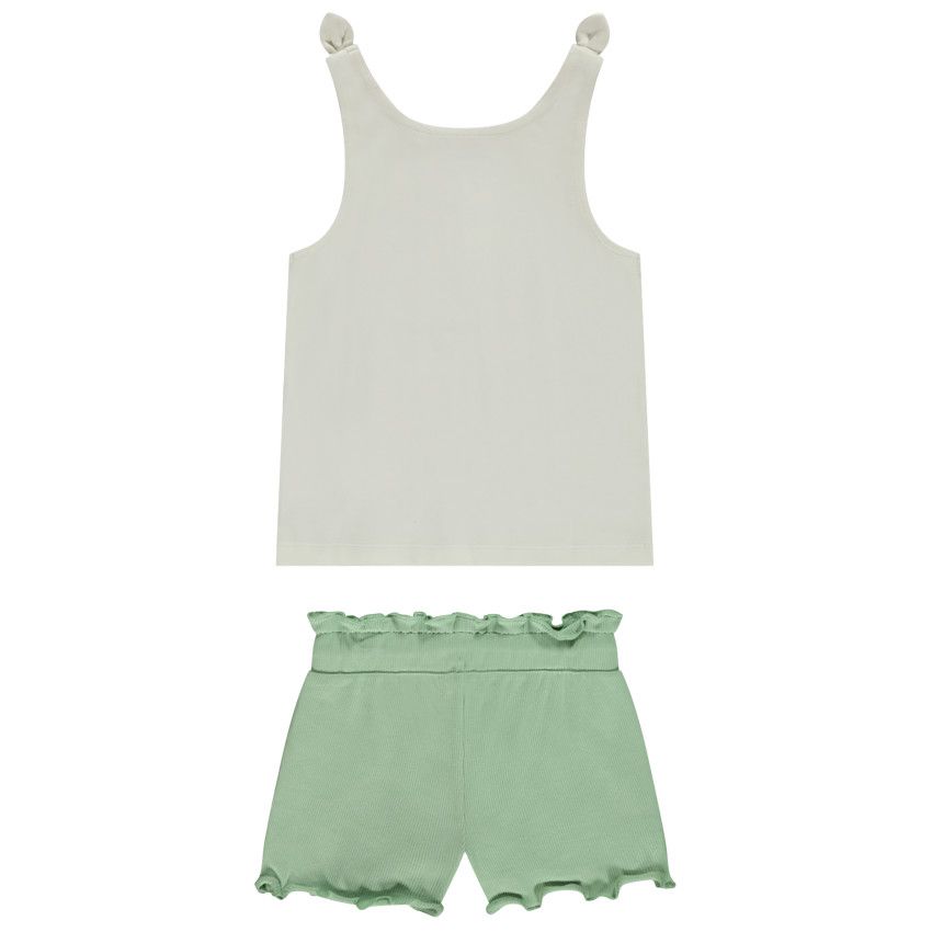 Ensemble 2 pièces avec débardeur fantaisie à sequins + broderie pour fille - Vert