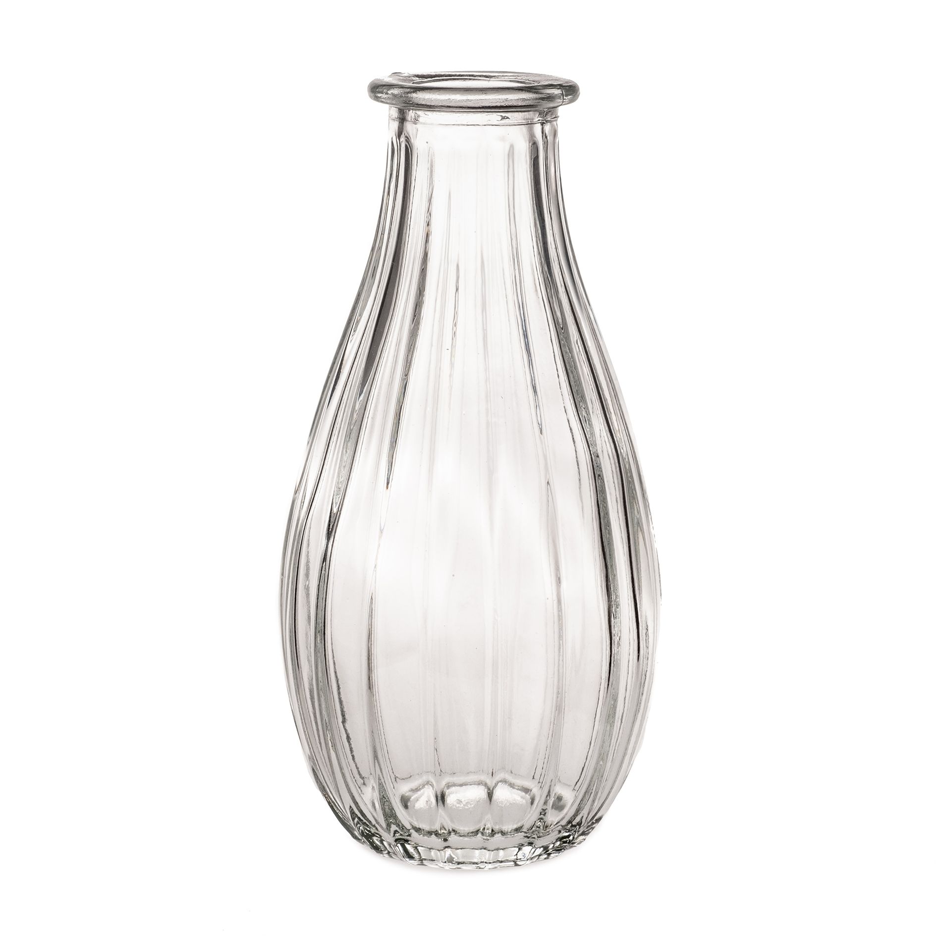 Vase - klar - mit Rillenstruktur