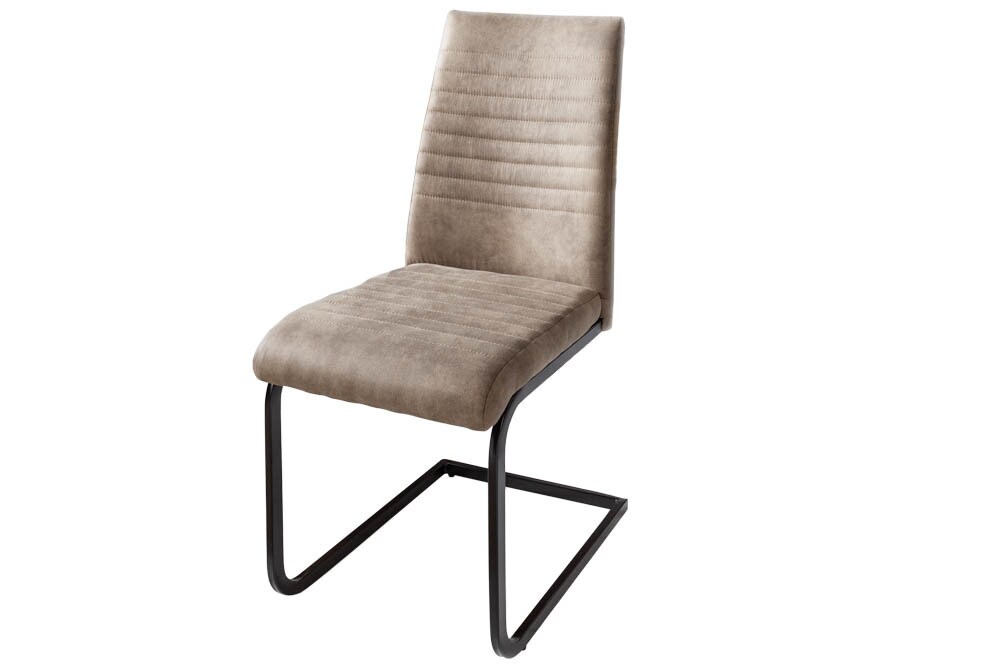riess-ambiente Stuhl APARTMENT - antik taupe mit Metallgestell Freischwinger Industrial