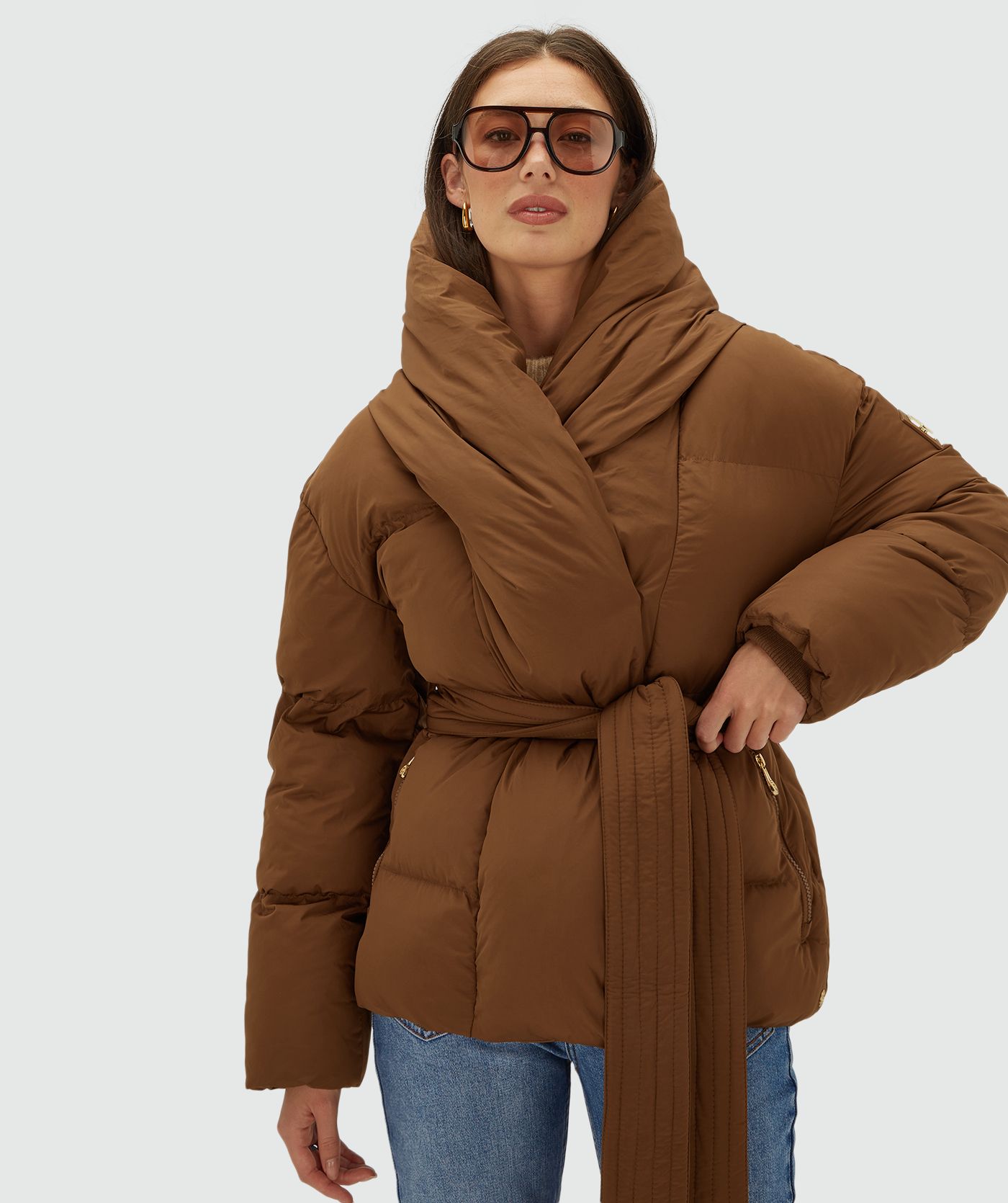JV-CHARLOTTE oversized puffer jas - brown