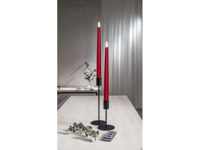 Star Trading LED-Stabkerzen Set Flamme Slim, 2 Stück, Rot Romantisches Kerzenlicht für besondere Momente