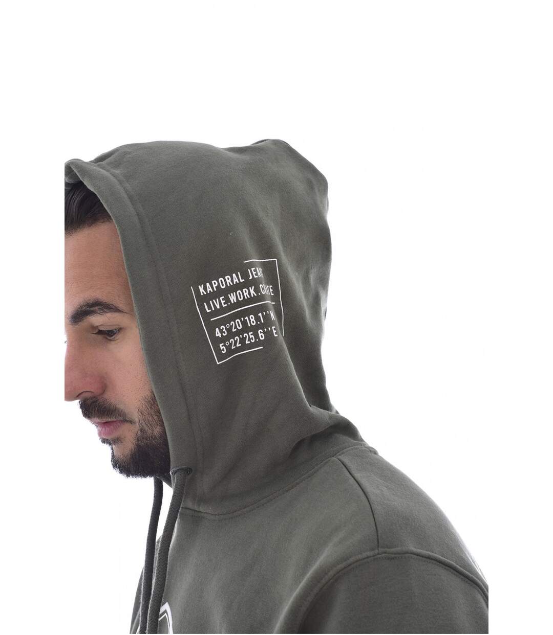 Sweat à capuche molletonné à gros logo  -  Kaporal - Homme