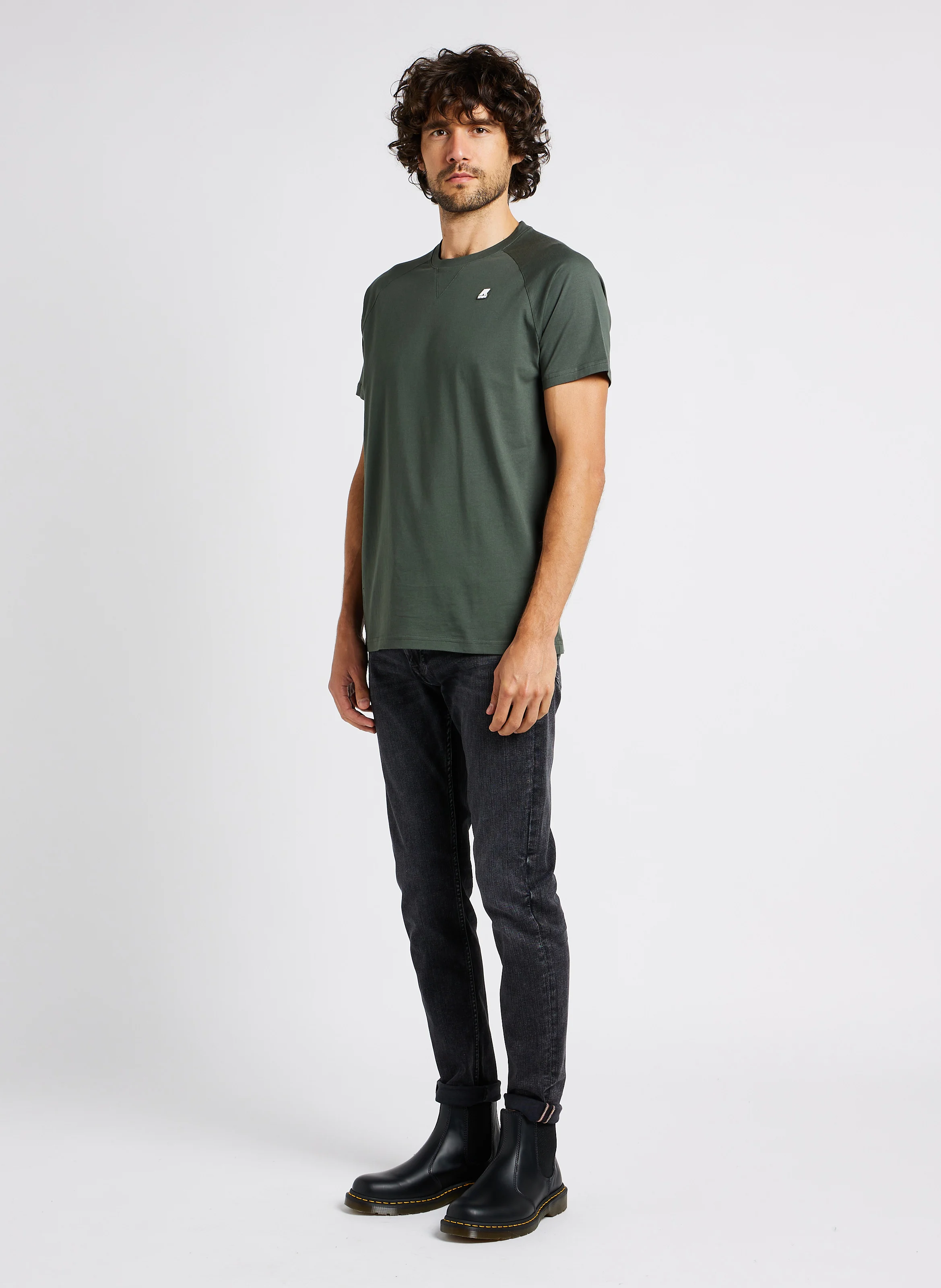 EDWING - Tee-shirt col rond regular-fit en coton| Vert