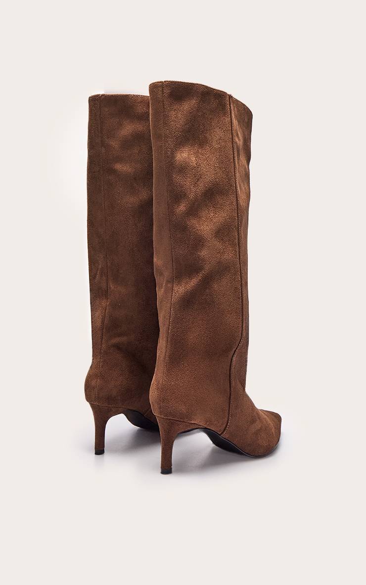 Marron Botte Haute À Talon Bobine En Synthétique