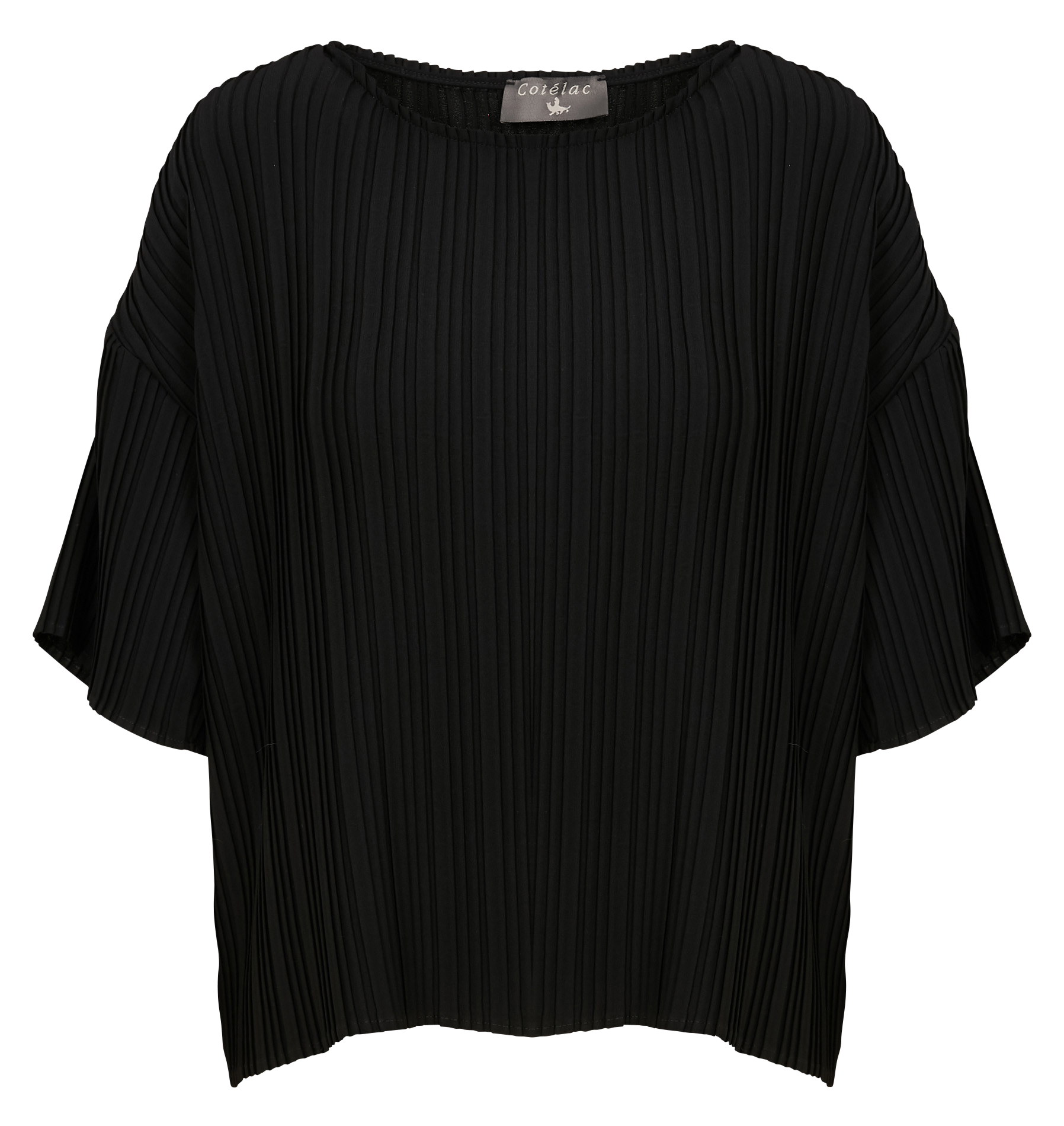 Blouse col rond plissé | Noir