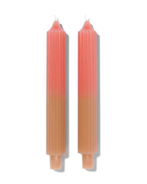 2 bougies dintérieur nervurées Ø3.5x25 naturel/rose