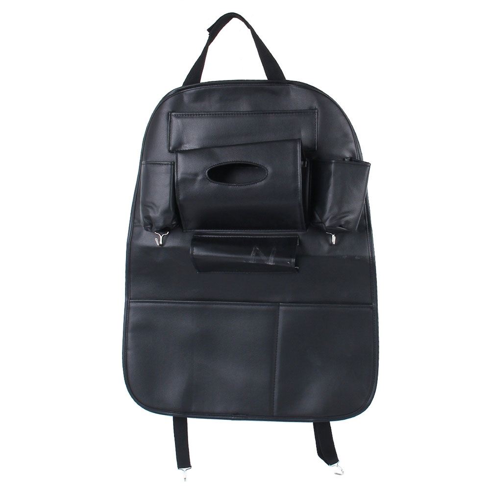 (62x48cm) Auto Leder Sitz Aufbewahrungs Hänge Beutel Organizer RücksitzTasche Rücklehnen Schutz - Schwarz