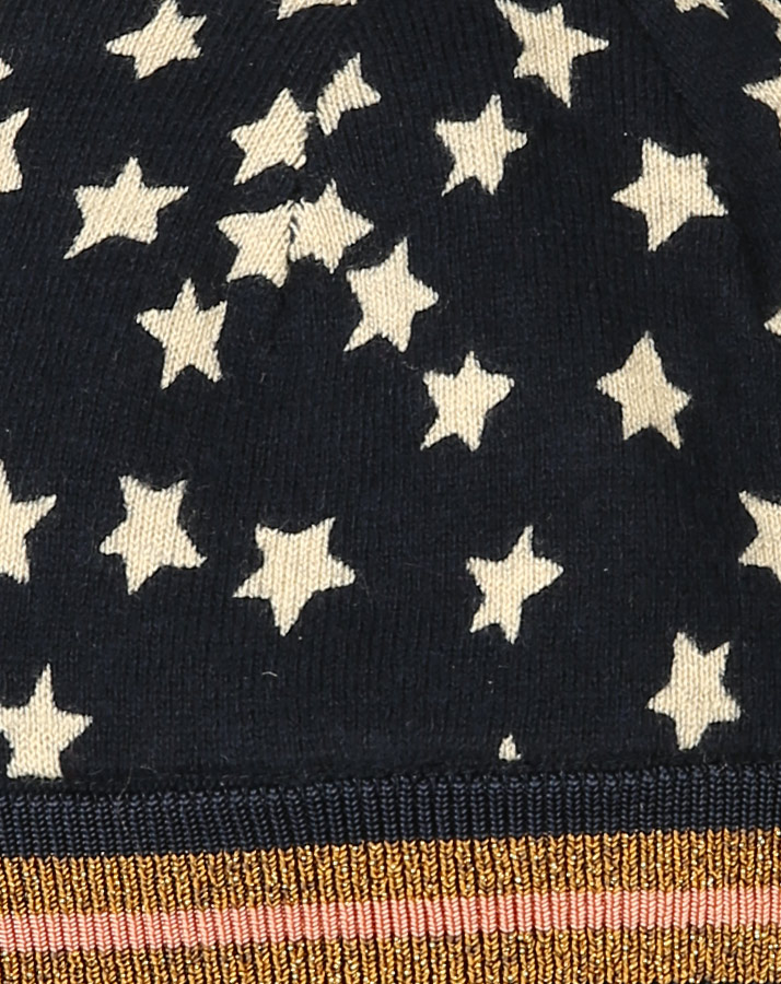 Strickmütze KLEINE STERNE mit Wolle in dunkelblau