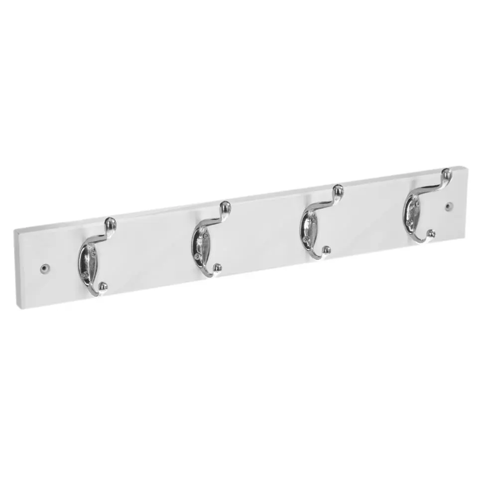 5Five Wandkapstok - wit - 4 ophanghaken - 42 x 9 cm - MDF