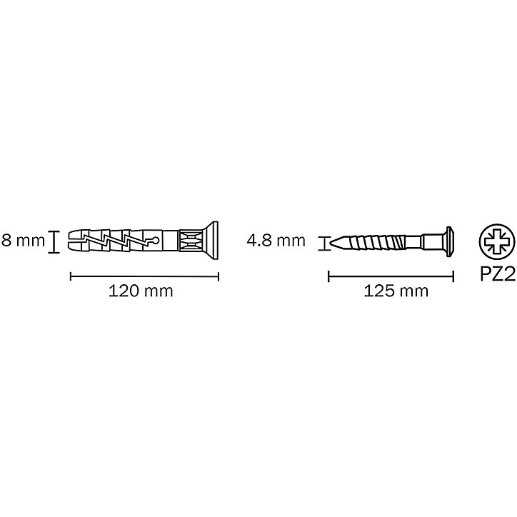 10 chevilles à frapper Diall nylon CS PZ Ø8x120mm