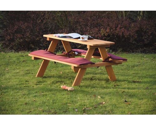 Kinderpicknicktafel van hout, 89x79x50 cm, bruin, inclusief zitkussens