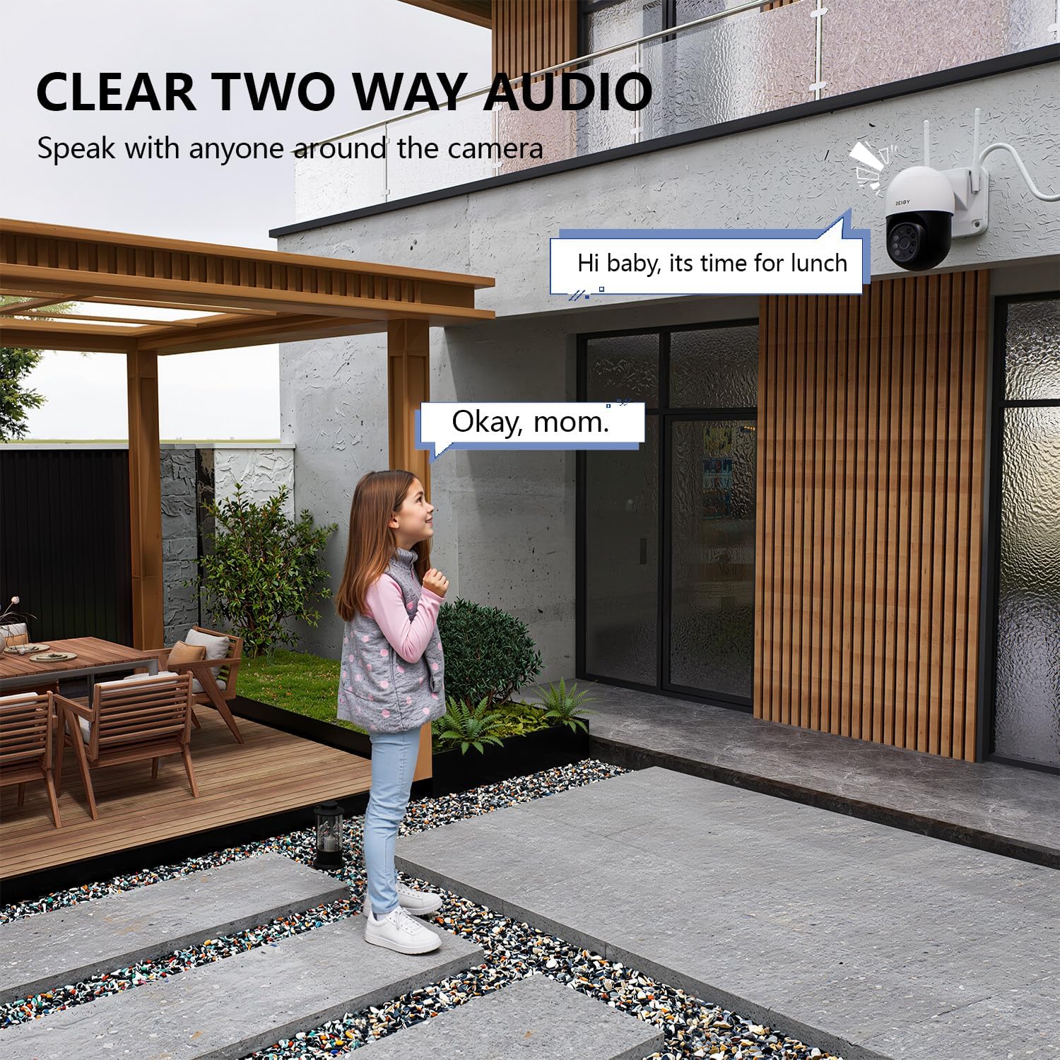 REIGY 5MP WLAN Überwachungskamera Set Aussen mit PT Kamera, Funk NVR Überwachungssystem, Outdoor Camera Kit Drahtlos mit Zwei-Wege-Audio Bewegungserkennung Farbige Nachtsicht