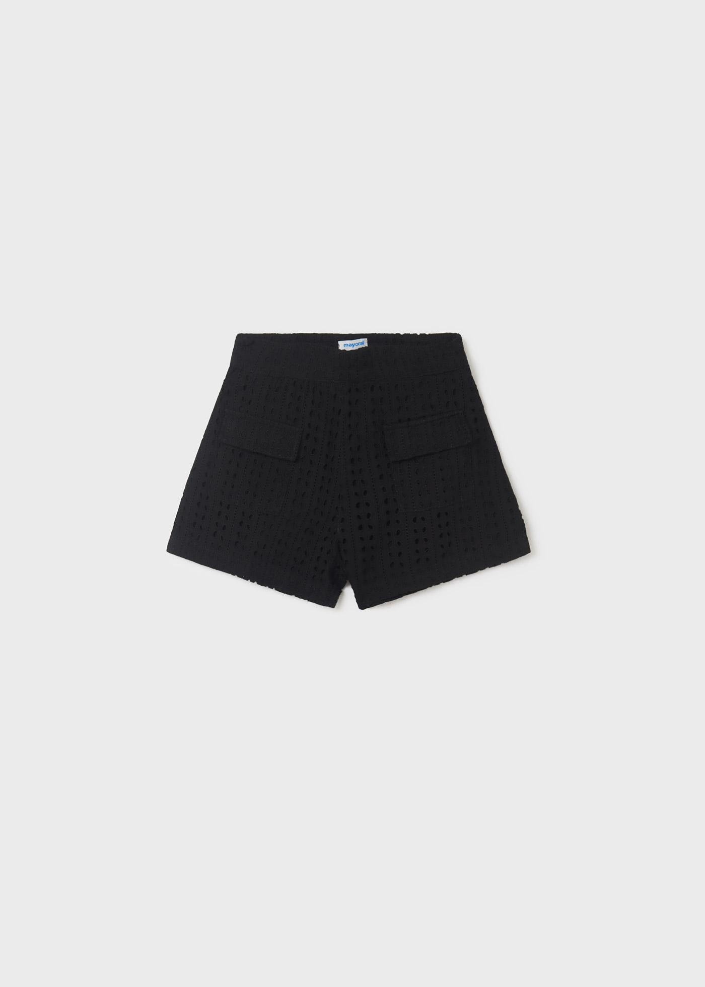 shorts de algodão perfurado para meninas