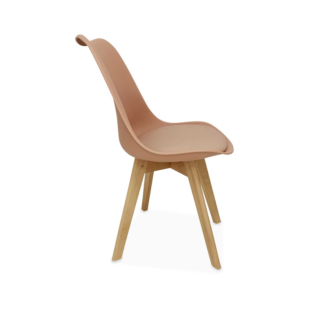 Lot de 4 chaises scandinaves. Pieds bois de hêtre. Chaises 1 place. Vieux rose