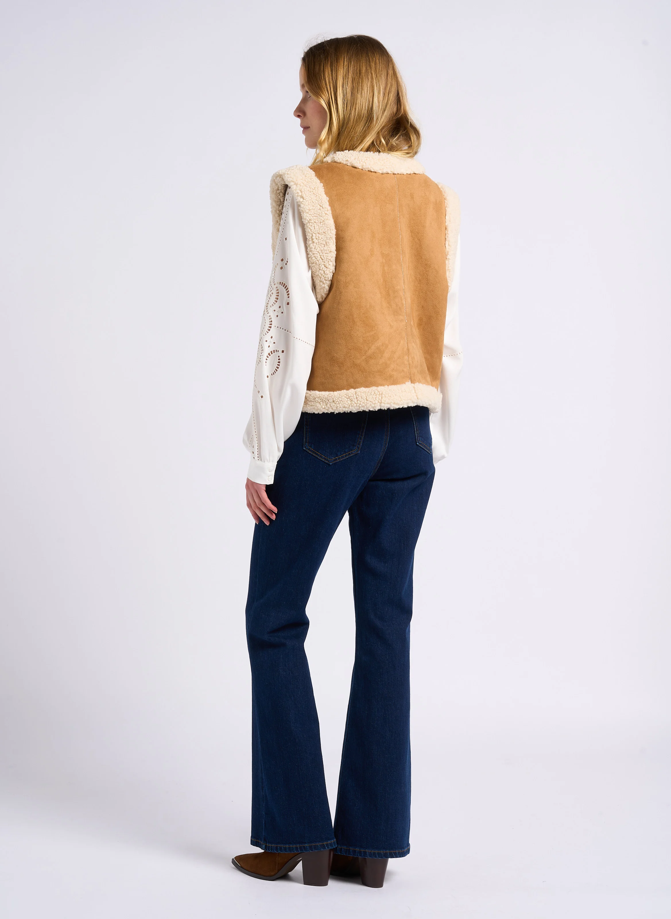 ROUAN - Jean flare en coton mélangé | Bleu