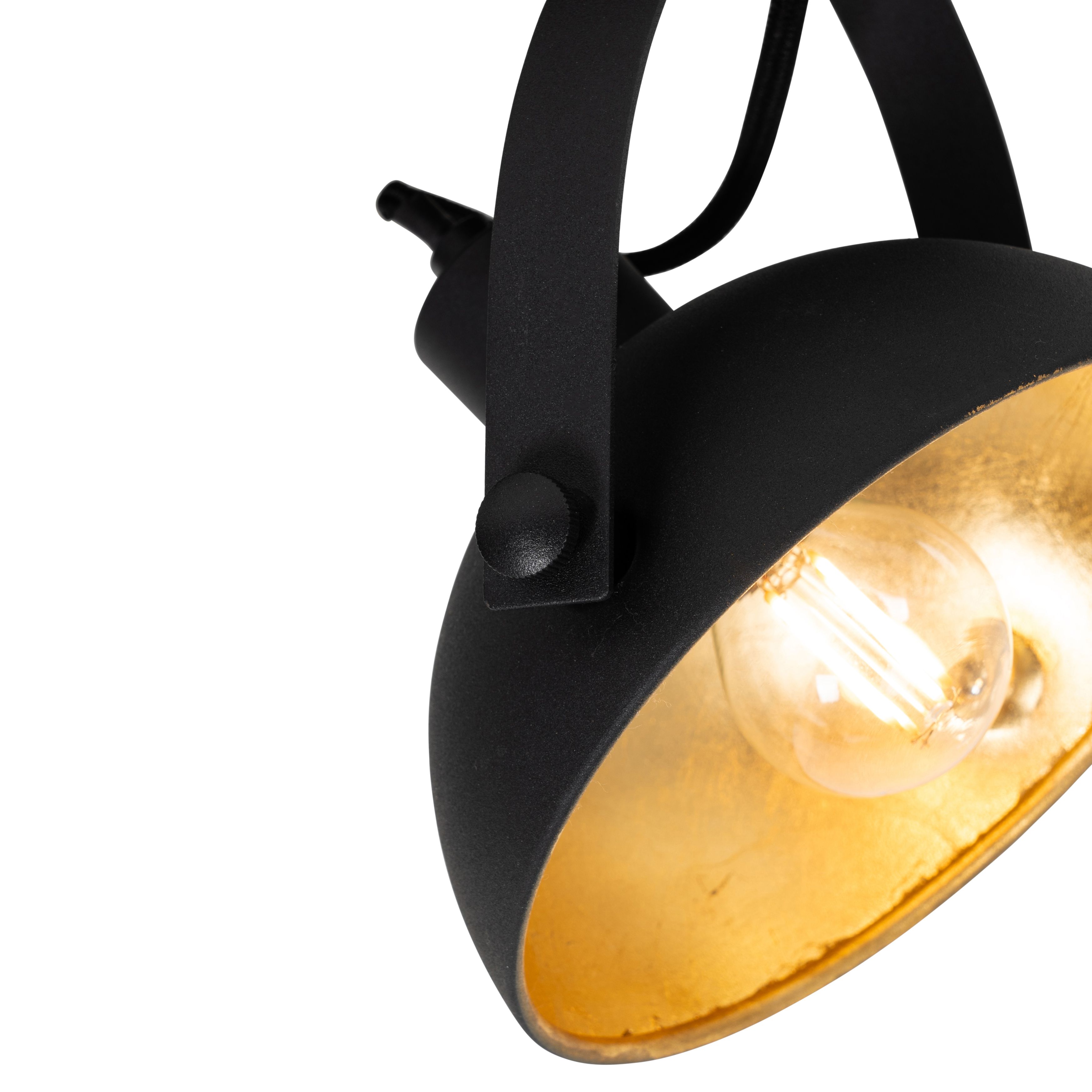 Industriële plafondlamp zwart met goud 2-lichts verstelbaar - Magnax