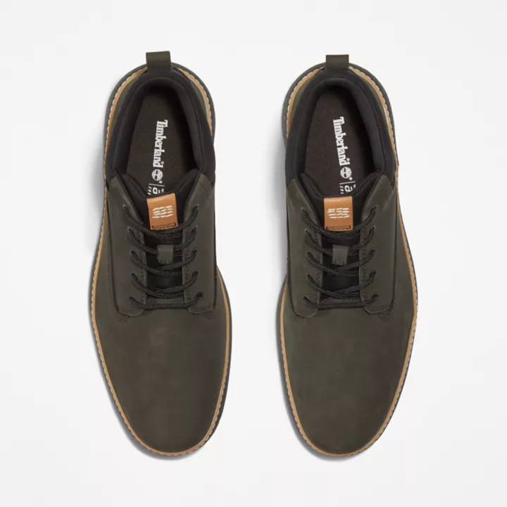 Bota Chukka de couro Cross Mark para homem na cor verde-escura