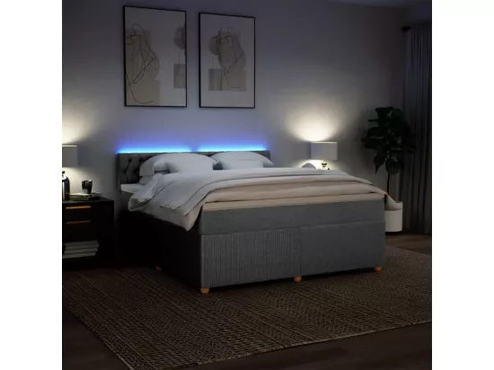 Sommier à lattes de lit avec matelas Gris clair 180x200cm Tissu