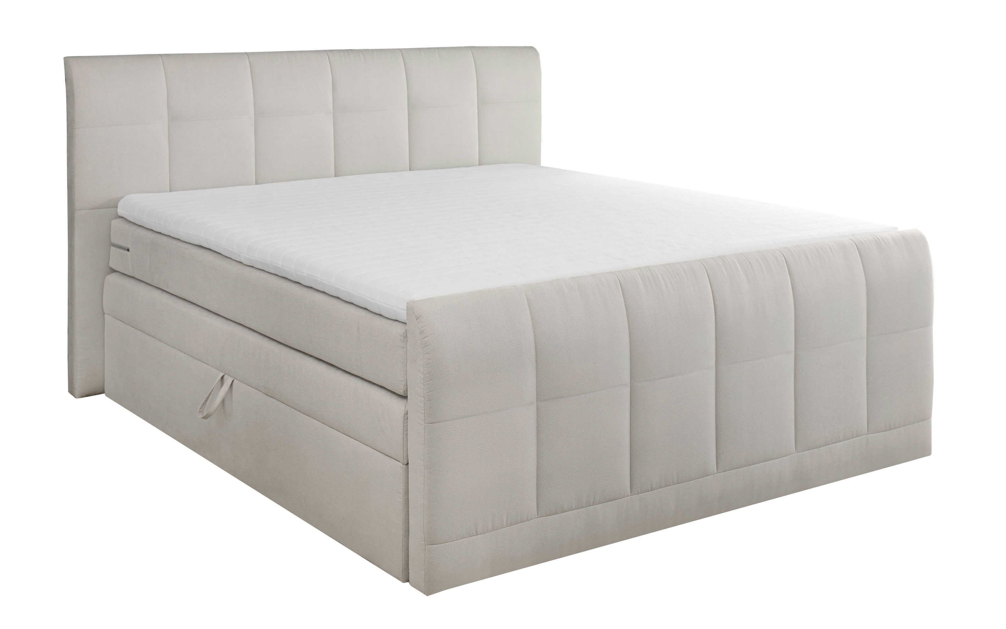 Boxspringbett Girona, creme,160 x 200 cm,mit Tonnentaschenfederkern-Matratzen