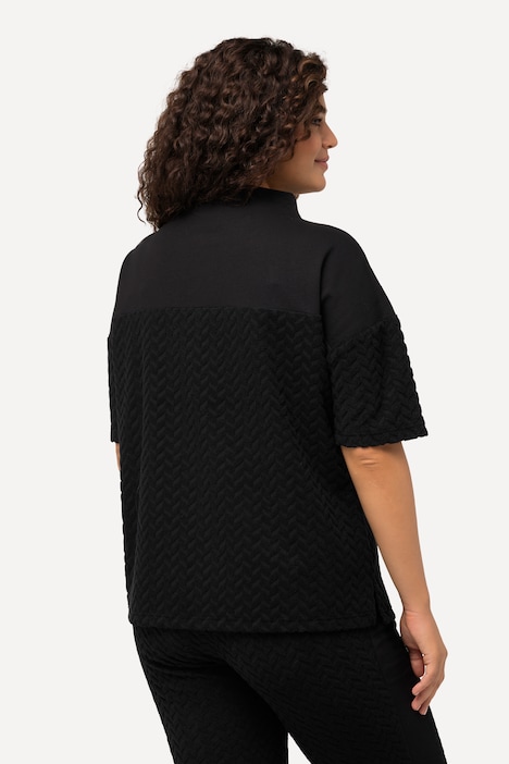 Sweatshirt, Frottee, Zacken, Stehkragen, Halbarm