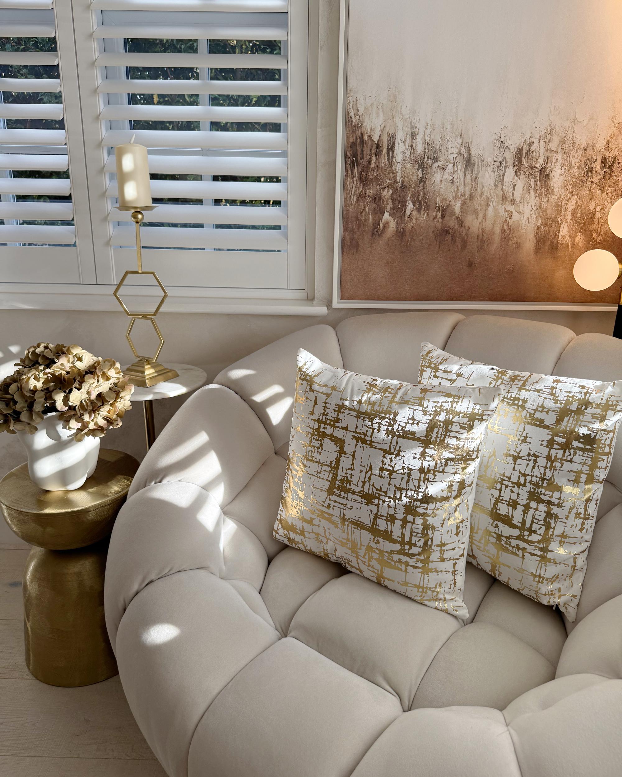 Set van 2 sierkussens GARDENIA Katoen 45 x 45 cm Goud abstract patroon
