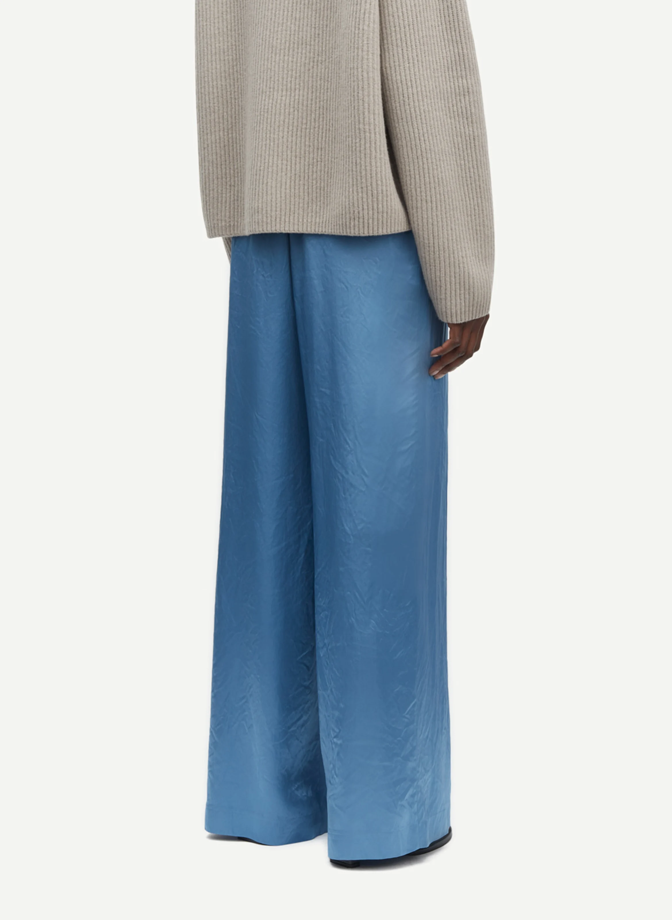 SAHELENE - Pantalon large taille mi-haute | Bleu