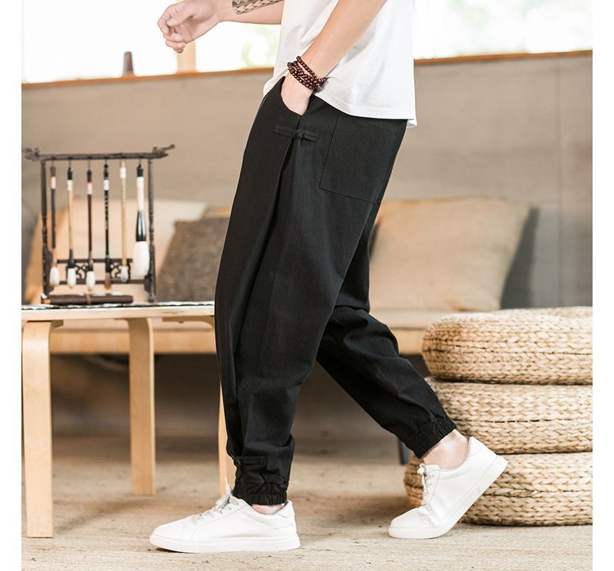 Aozora - Hoge taille effen cropped harembroek