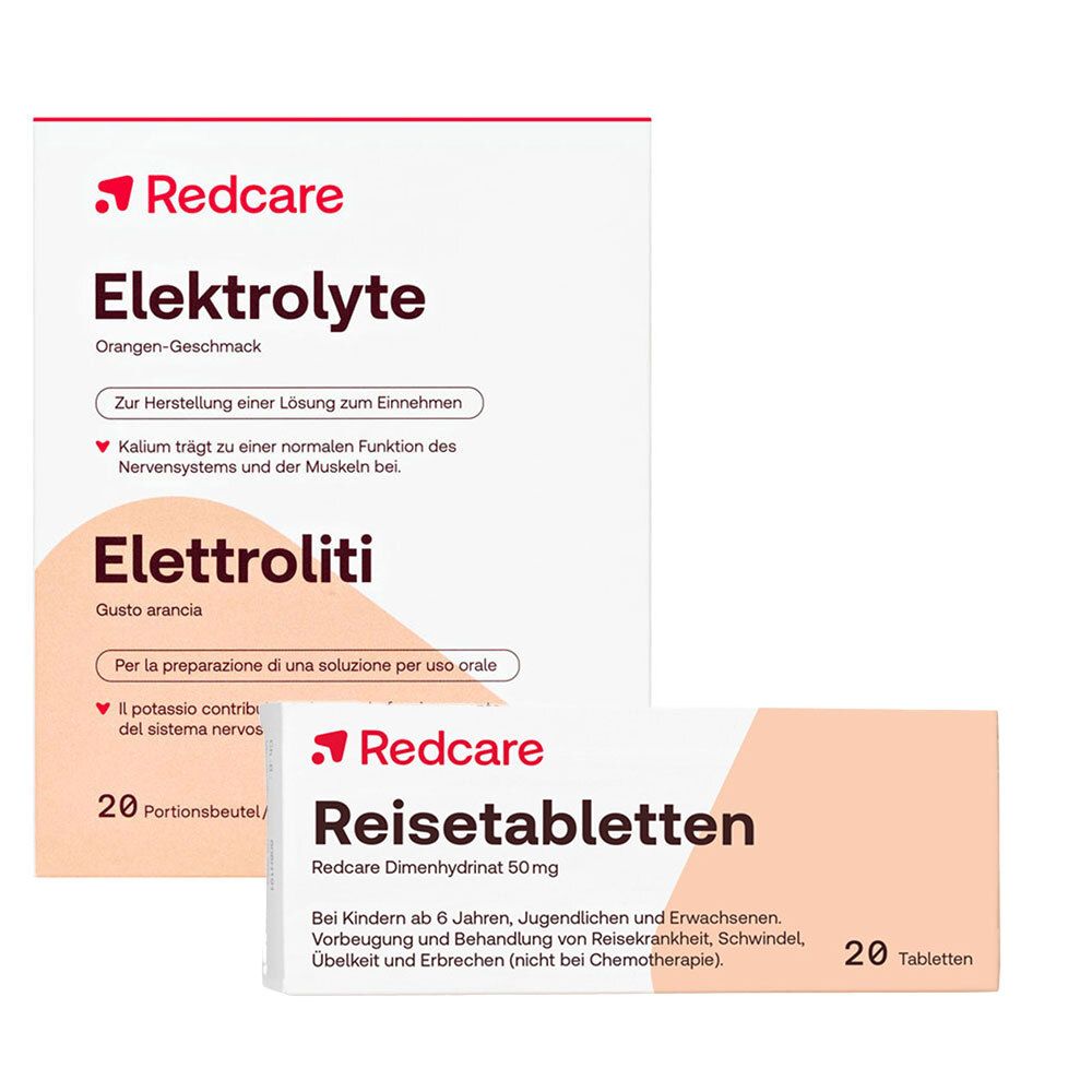 Redcare Elektrolyte + Redcare Reisetabletten Dimenhydrinat 50 mg