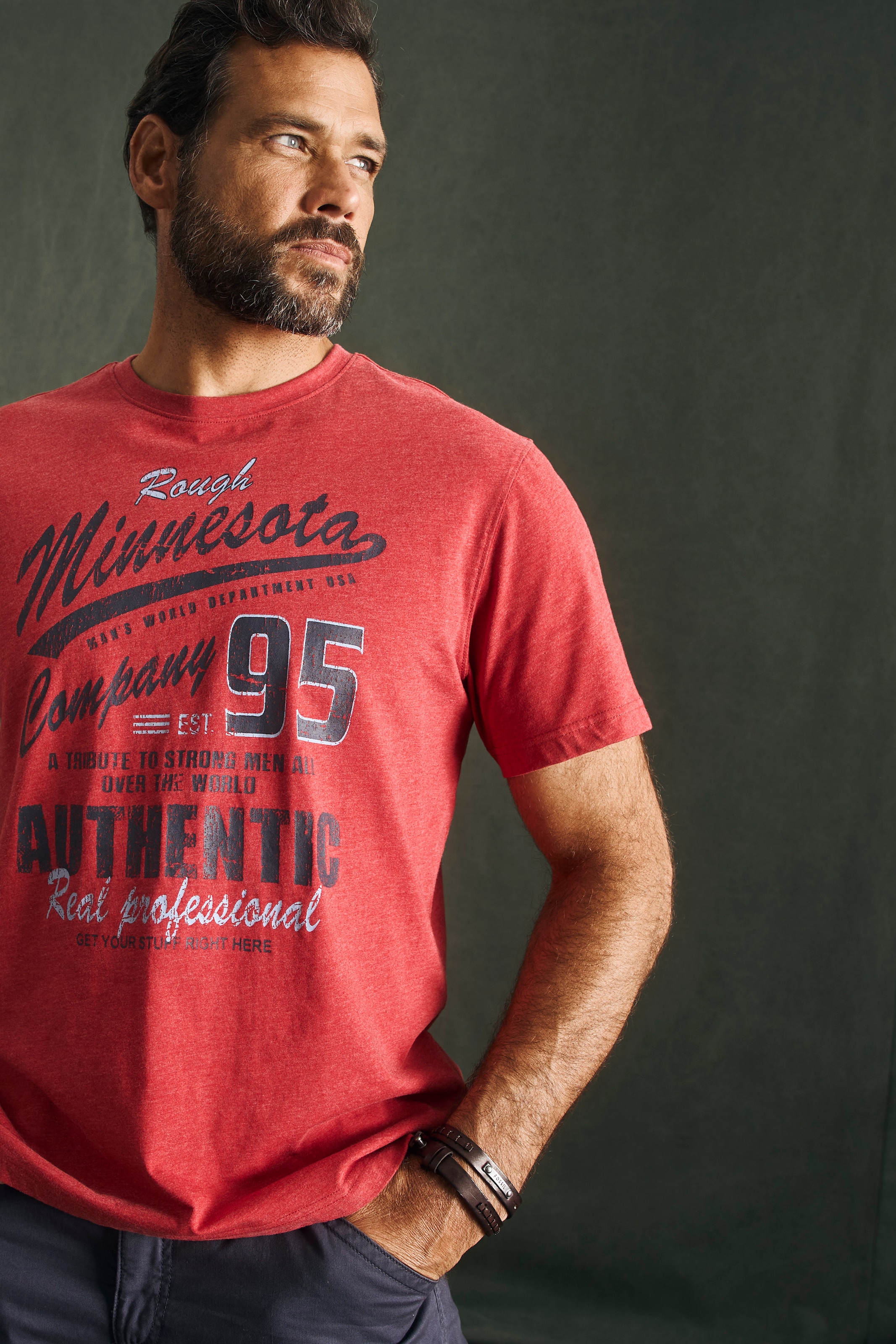 Man's World T-Shirt , kurzärmelig,  melierte Optik,  Rundhalsausschnitt