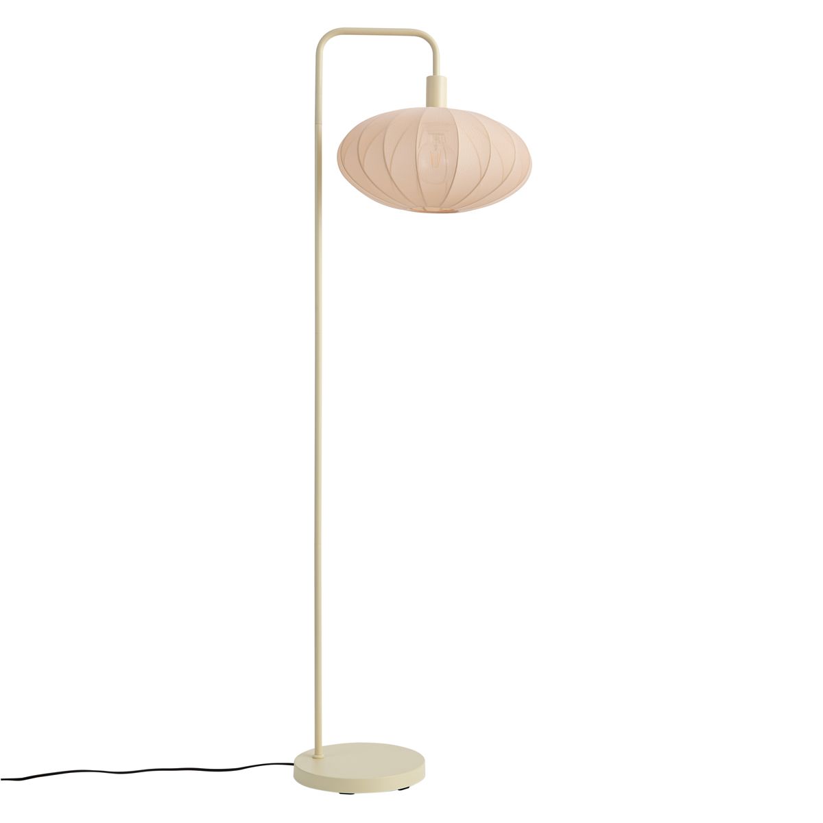 Japandi vloerlamp beige met stoffen crème kap - Bida