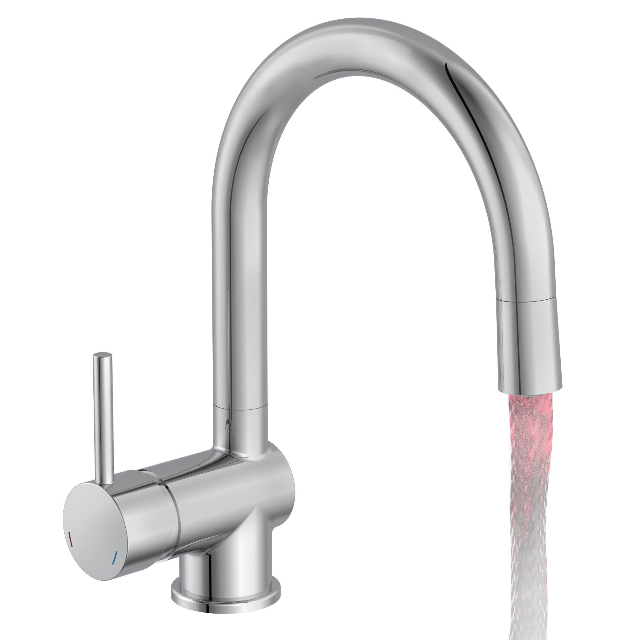 Schutte STELLA LED-ééngreepsmengkraan keuken, chroom